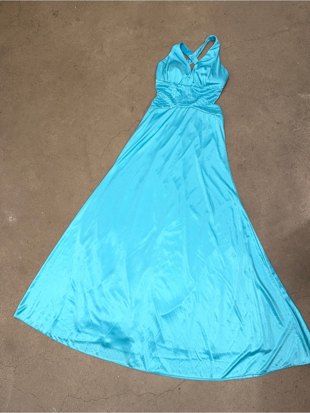 Vintage Grace USA Aqua Halter Maxi Dress